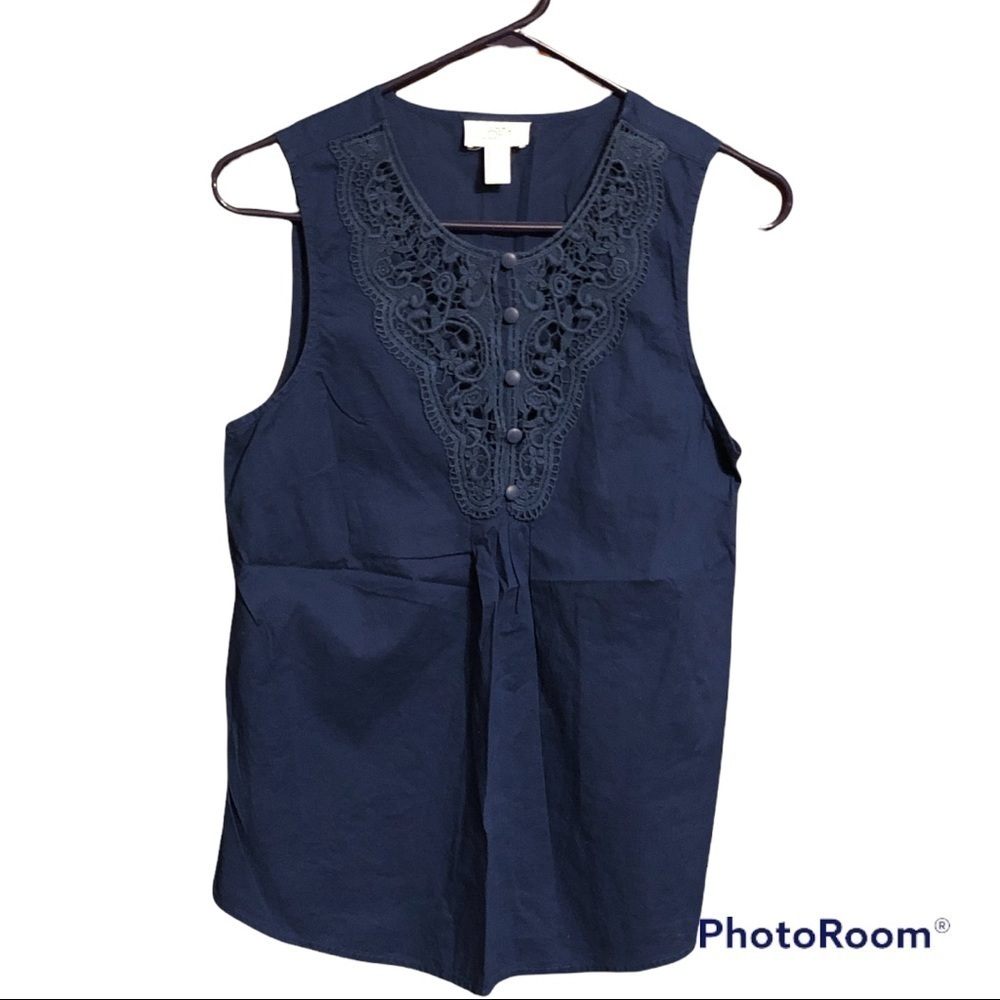 Loft Sleeveless Top with Embroidery Details